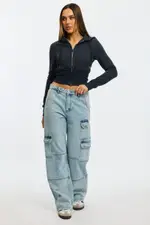 Blue Zip Through Hoodie - Size 14L, Women's Jacket
