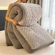 Winter Quilts Queen Size Extra Warm, Super Soft Sherpa Comforter Fluffy Quilted Comforter Reversible Lambswool Quilt Core(B,200x230cm/4.0kg)