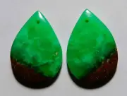26.95 Cts Natural Bio Chrysoprase Drilled Cabochon Match Pair Gemstone 24X17MM