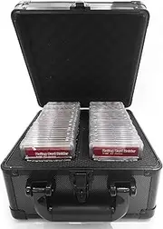 WUTONMU Graded Card Storage Box, 2 Rows, Black, Modern Style, Compatible with 56 Card Slabs, PSA, BGS, CSG, CGC, Dustproof & Waterproof, 9.65 x 7 x 6.5 inches