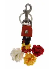 Dolce & Gabbana Women's Red White Raffia Leather Clasp Finder Keyring Keychain -