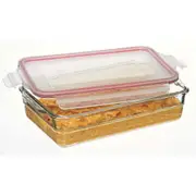 Glasslock 2.2L Tempered Glass Baking Dish w/ Lid Kitchen Storage Tray Clear
