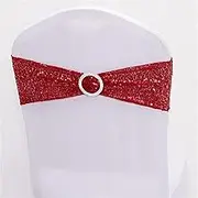 Chair Sashes,Reception Décor, 10Pcs Chair Sashes Elegant Sequins Polyester Elastic Bow-Shaped Chair Ribbons Wedding Red (Color : Red)
