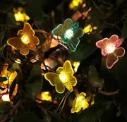 Solar Butterfly String Lights, 16 Ft 32 Warm White LED Outdoor Waterproof But...