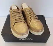 ROCKPORT WORKS PARISSA WORK RK474 WOMENS'S SZ 6.5W COMPOSITE TOE SHINY GOLD SHOE