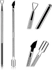 HOFASON 2 PCS Cuticle Pushers And Nail Polish Remover - Stainless Triangle Nail Scraper Professional Durable Tool For Gel Removal, Nail Care Polish, For Girls Home Manicure Pedicure Tools Kit(Silver)
