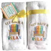 Beach Chair Rainbow Fingertip Towels Set of 2 Embroidered Pride Beach Summer
