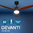 Devanti 52'' Ceiling Fan LED Light Remote Control Wooden Blades Dark Wood Fans
