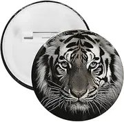 [YTLKGFP] Buttons Badge 5 Pcs Black And White Tiger Printed Button Pins Decorations Tinplate Round Badge for Clothes Bags Hats Jeans And More, 2.3 inch, plastic tinplate, no gemstone