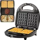 3-In-1 Electric Sandwich Maker Detachable Non-Stick Waffle and Plates, 750-Watts
