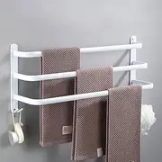 Towel Rack Wall Mounted White 3-Tiers 24 Inch Towel Bar Aluminum Towel Holder with 2 Hooks Towel Stands for Bathroom Hotel Kitchen
