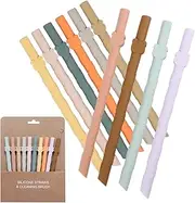 Reusable Silicone Straws for Kids and Adults,Dishwasher Safe,BPA Free,10 PCS 6.8 inch, Food Grade Multi-Coloured Straws for Smoothies, Shakes, Drinks - Foldable for Home and Travel use