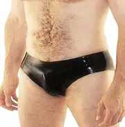 [DAIJES] Black Latex Rubber Man Briefs Gummi Shorts Underwear(Blue,M)