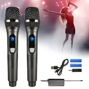 Professional UHF Dual Wireless Handheld Microphone Mic System Receiver Karaokeat