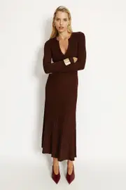 hattie knit midi dress in chocolate