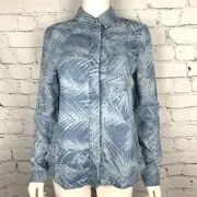Ted Baker London Women’s Blouse 2 Palm Floral Denim Long Sleeve New