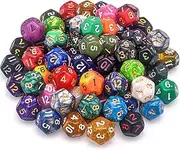 AUSTOR 70 Pieces 12 Sided Dice Mixed Color Polyhedral Dice Set 12 Sides Dices Assortment with a Black Velvet Storage Bag for DND RPG MTG Table Games
