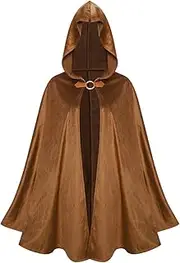 Fiocias Cloak with Hood for Halloween and Medieval Themes Unisex, Brown, 90cm