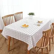 Rectangle Tablecloth, 100% Waterproof Plastic Table Cloth, Oil Proof Heavy Duty Wipeable Table Covers for Dining/Camping/Picnic/Outdoor， 137x180cm (White, 1 Pack)