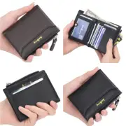 Men Short Leather Wallet Bifold Credit Card Holder Zip Coin Purse Front Pocket