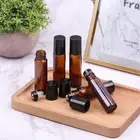10ml Empty Amber Glass Roll on Bottles Perfume Essential Oils Metal Roller .yu