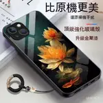 會發亮 發光殼IPHONE15PROMAX手機殼15PRO蘋果13手機殻I14花朵12PRO時尚15PLUS玻璃殻11P