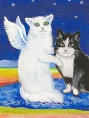 1.5x2 DOLLHOUSE MINIATURE PRINT OF PAINTING RYTA 1:12 SCALE TUXEDO CAT ANGEL
