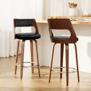 Artiss 2x Bar Stools Swivel Leather Chair 76cm