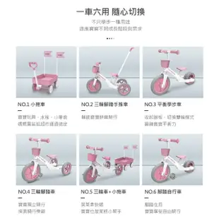 【Solex】六合一智慧訓練車(多功能三輪車、兒童滑步車、三輪車、平衡車、腳踏車)