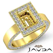 Emerald Semi Mount Diamond Engagement Pave VS1-VS2 Ring Set 14k Yellow Gold1.4Ct