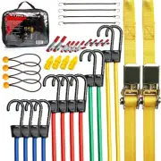 50888L Bungee Cords Kit, 36pc Assorted Bungee Cord Hooks Set, Large & Small L...