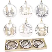 6Pcs Wooden Christmas Party Hanging Decoration Christmas Tree Decorations