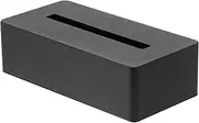 Yamazaki Home Rectangular Reusable Tissue Box Holder Cover Metal Container Case for Kitchen Bathroom or Bedroom Steel One Size Black