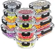 YOZOTI 12 Pack Glass Food Storage Containers Set,Glass Meal Prep Containers Set with Lids-Stackable Airtight Glass Storage Containers with lids,BPA Free,Freezer to Oven Safe