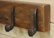 36" Reclaimed Vintage White Pine Coat Rack with 6 Railroad Spike Hooks