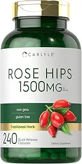 Rose Hips | 1500mg | 240 Quick Release Capsules | Non-GMO and Gluten Free Herbal Supplement | by Carlyle