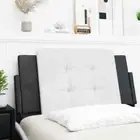 vidaXL Headboard Cushion White and Black 107 cm King Single Faux Leather STP