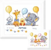Vervaco Birth Record Animal Cheer Counted X Stitch Kit, Multi-Colour
