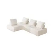 Oikiture 4PC Modular Sofa Adjustable Back Sherpa White