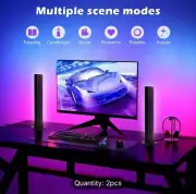2pcs Smart RGB LED Light Bars - Wireless Control, Color Changing, Home Decor