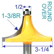 1pc 1/2" Shank 1-3/8" Radius Round Over Router Bit