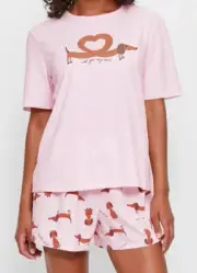 LADIES size M / 12 pink WOOF YOU VERY MUCH DOG Summer pyjamas Target NEW 526