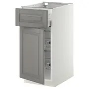 METOD / MAXIMERA base cab w wire basket/drawer/door, white/Bodbyn grey, 40x60x80 cm