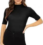[Anbenser] Women’s Short Sleeve Mock Pullover Sweater Knit Jersey Top Slim Fit
