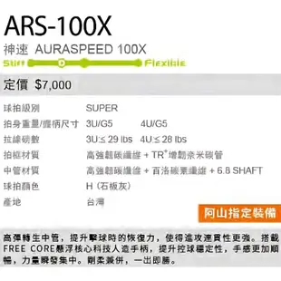 【YVM羽球】VICTOR 勝利 羽球拍 AURASPEED 神速 ARS-100X 王子維 前戰拍