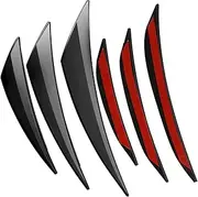 GEARCELL 6pcs Car Front Bumper Lip Splitter, Universal Auto Anti-Collision Strip, Decoration Side Canards Splitter Fins Black