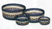 Earth Rugs CB-79 Light & Dark Blue Mustard Casserole Baskets Set of 4