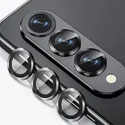 [Zeking] [2 Pack] for Samsung Galaxy Z Fold5 Camera Lens Protector, 9H Tempered Glass Camera Cover Screen Protector Metal Individual Ring for Galaxy Z Fold5 5G [Installation Tray Alignment Kit](Black)