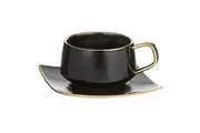 Tempa Rae New Bone China 320ml Coffee Tea Cup & Saucer Drinkware Set Charcoal