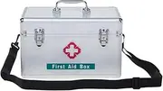 Medication Lock Box,Portable Cross Shoulder First Aid Kit, Contain Removable Tray for Drugs Storage Family Storage Box with Portable Handle for Clinic and Hospital,14in